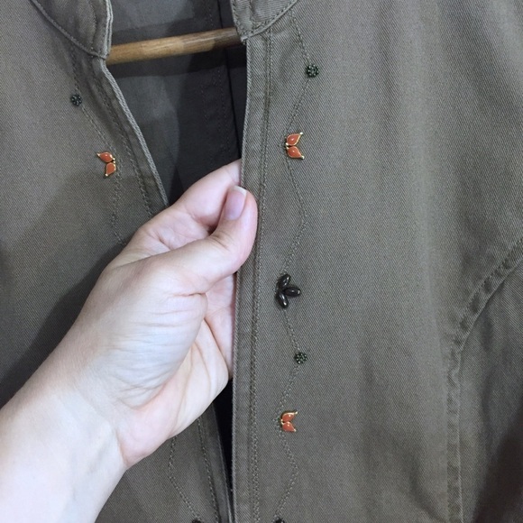 Kate Hill Casual Olive Green Bead detailed Blazer - Picture 5 of 7